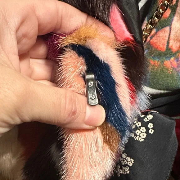 Colorful Patchwork Mink Real Fur Coat - Picture 6 of 9